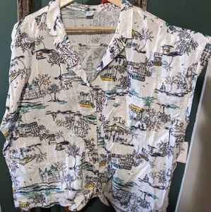 Tie front button down vacation shirt